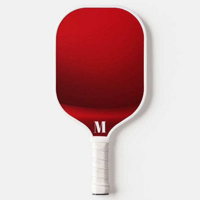 Minimalistisch-Rot-Weiß-Monogramm Pickleball Schläger (Vorderseite)