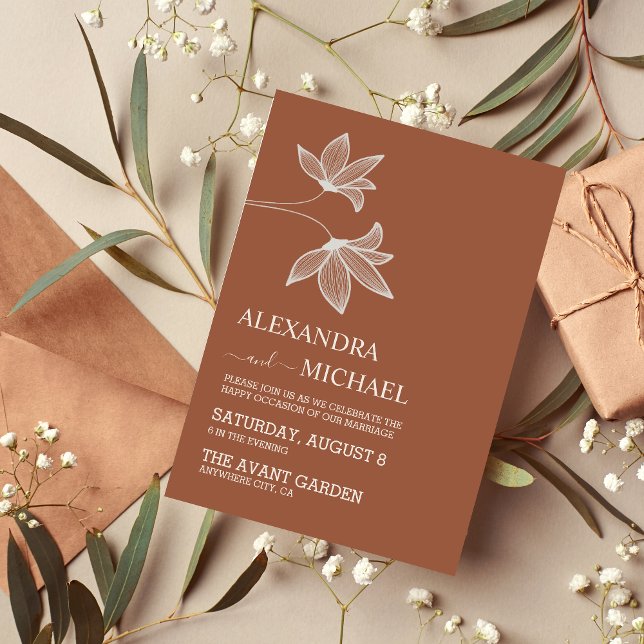 Minimalistisch Rust Burnt Orange Teracotta Wedding Einladung (Von Creator hochgeladen)