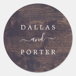 Minimalistisch rustikal | Hochzeitsumschlag für Ho Runder Aufkleber