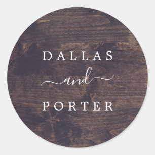 Minimalistisch rustikal   Hochzeitsumschlag für Ho Runder Aufkleber