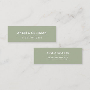 Minimalistisch Sage Green Abschluss Name Card Telefonnummerkarte