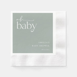 Minimalistisch Sage Green Baby Dusche Serviette