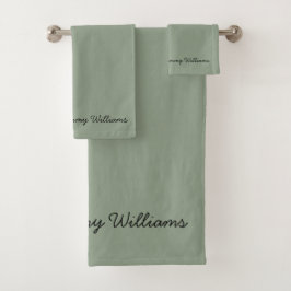 Minimalistisch Sage Green Beruflich Simple Badhandtuch Set