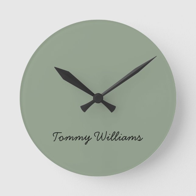 Minimalistisch Sage Green Beruflich Simple Runde Wanduhr (Vorderseite)