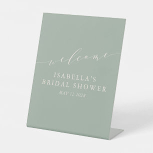 Minimalistisch Sage Green Brautparty Willkommen Sockelschild
