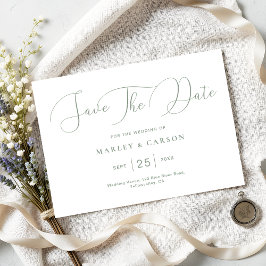 Minimalistisch Sage Green Calligraphy Script Weddi Save The Date