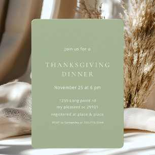 Minimalistisch Sage Green Erntedank Dinner Einladung