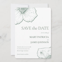 Minimalistisch Sage Green Floral Moderne Hochzeit Save The Date