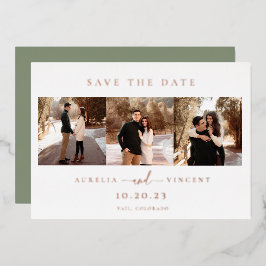Minimalistisch Sage Green Foto Save the Date Folieneinladung
