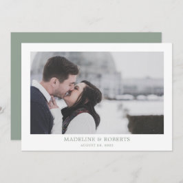 Minimalistisch Sage Green Foto Wedding Danke Karte