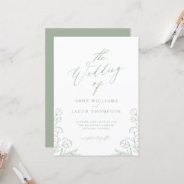 Minimalistisch Sage Green Greenery Boho Floral Wed Einladung