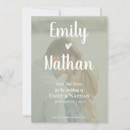 Minimalistisch Sage Green Imitats Vellum Foto Hoch Save The Date
