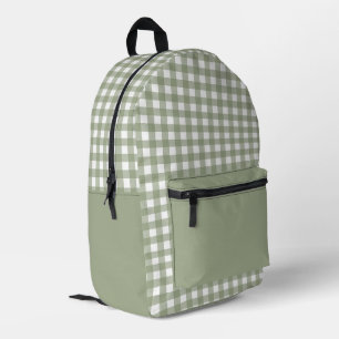 Minimalistisch Sage Green Kariert Patches Bedruckter Rucksack