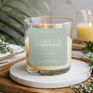 Minimalistisch Sage Green Modern Candle Label Quadratischer Aufkleber