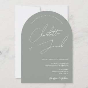 Minimalistisch Sage Green Modern Script arch Weddi Einladung