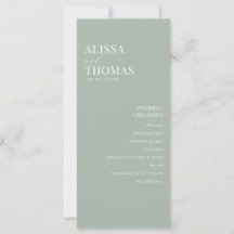 Minimalistisch Sage Green Modern Wedding Program