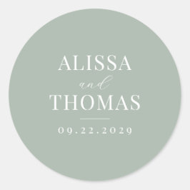 Minimalistisch Sage Green Modern Wedding Runder Aufkleber