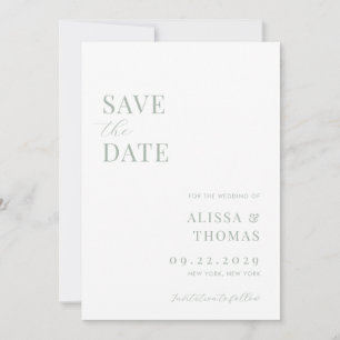 Minimalistisch Sage Green Modern Wedding Save The Date