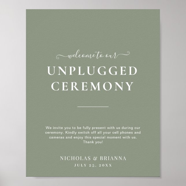 Minimalistisch Sage Green nicht gestopft Boho Wedd Poster (Vorne)