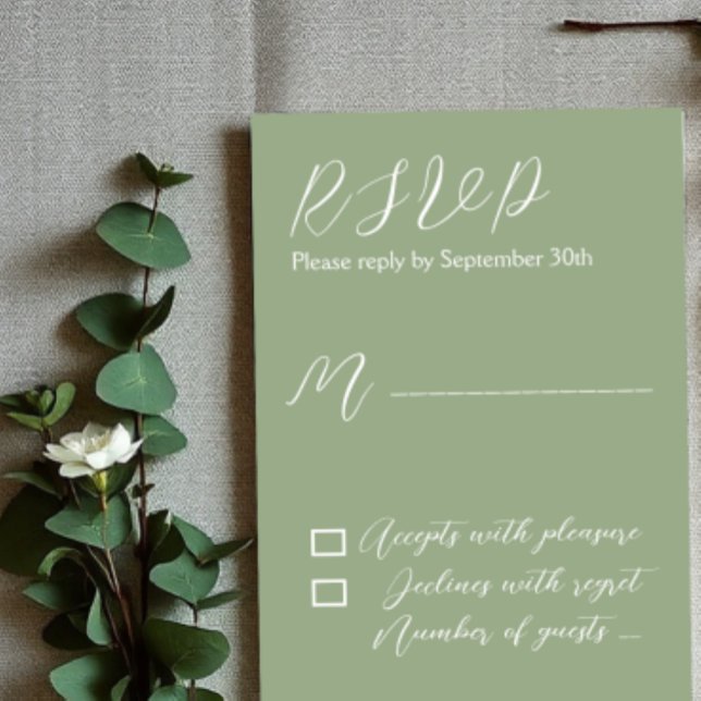 Minimalistisch Sage Green RSVP Karte (Von Creator hochgeladen)