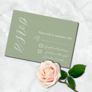 Minimalistisch Sage Green RSVP Karte