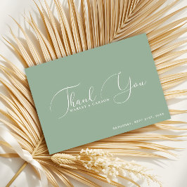 Minimalistisch Sage Green Script Custom Wedding Dankeskarte