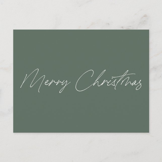 Minimalistisch Sage Green Script Frohe Weihnachten Postkarte (Vorderseite)
