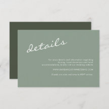 Minimalistisch Sage Green Script Hochzeitsdetails