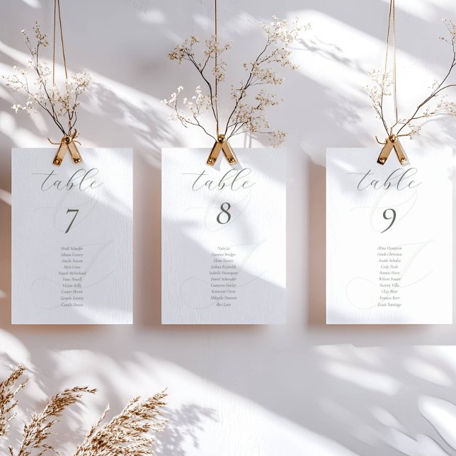Minimalistisch Sage Green Script Wedding Platzkart Tischnummer (Von Creator hochgeladen)