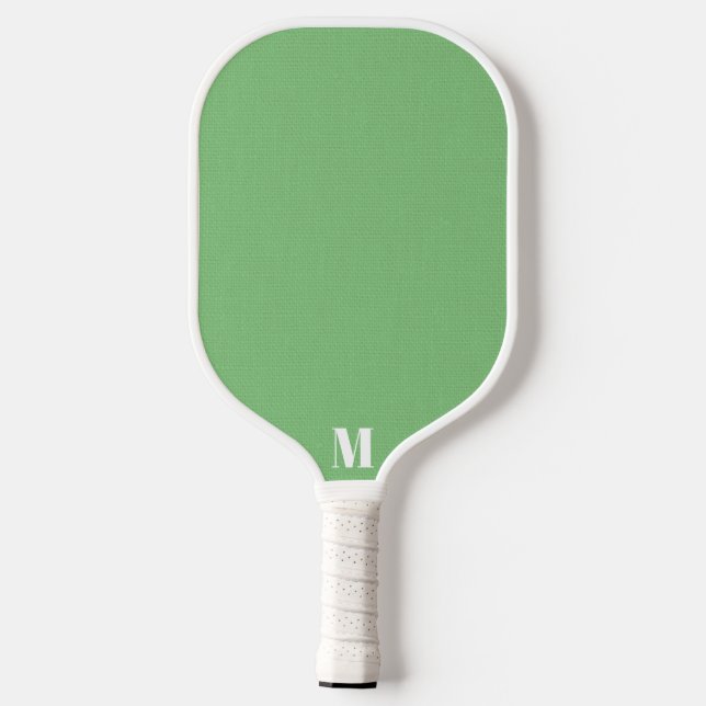Minimalistisch Sage Green Texture Modern Monogram Pickleball Schläger (Rückseite)