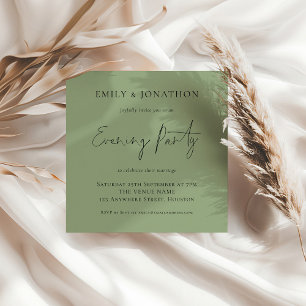 Minimalistisch Sage Green Wedding Abend Party lade Mitteilungskarte