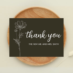 Minimalistisch Sage Green Wedding Dankeskarte