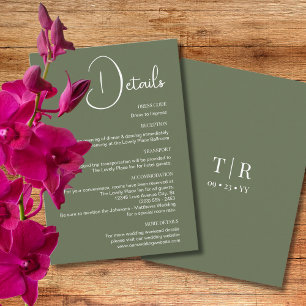 Minimalistisch Sage Green Wedding Details Begleitkarte