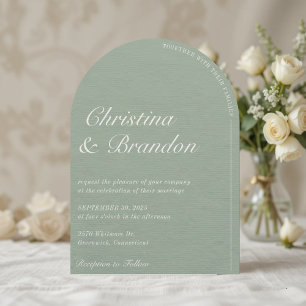Minimalistisch Sage Green Wedding Einladung