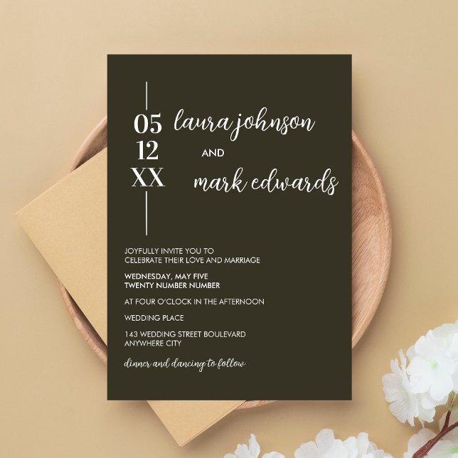 Minimalistisch Sage Green Wedding Einladung (Sage Green Minimalist Wedding Invitation)
