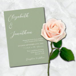 Minimalistisch Sage Green Wedding Einladung