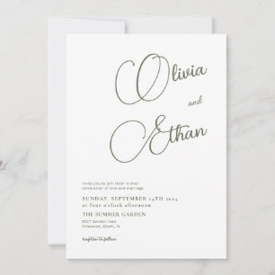Minimalistisch Sage Green Wedding Einladung