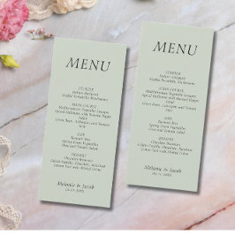 Minimalistisch Sage Green Wedding Flat Menu Menükarte