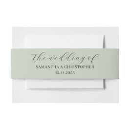 Minimalistisch Sage Green Wedding of Einladungsbanderole
