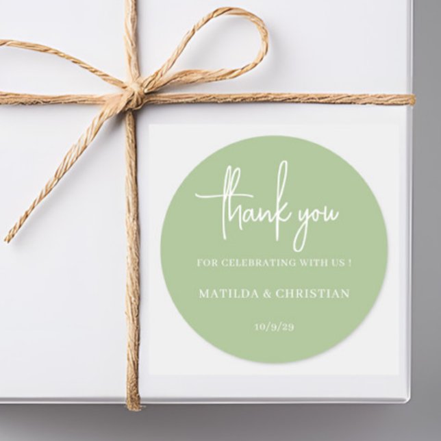 Minimalistisch Sage Green Wedding Runder Aufkleber (Von Creator hochgeladen)