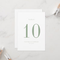 Minimalistisch Sage Green Wedding Tischnummer Card