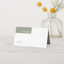 Minimalistisch Sage Green Wedding Tischnummer Name