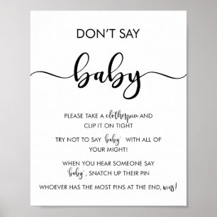 Minimalistisch Sage kein Baby Duschgel-Schild Poster