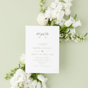 Minimalistisch Sage Vintag Bow Wedding Einladung