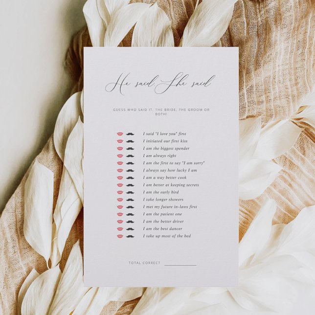 Minimalistisch sagte er, sie sagte Brautparty Game (Von Creator hochgeladen)