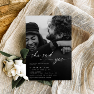 Minimalistisch sagte sie Ja Brautparty Foto Einladung