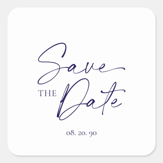 Minimalistisch-Save the Date-Aufkleber Quadratischer Aufkleber (Vorderseite)