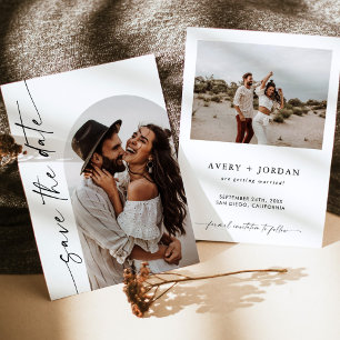 Minimalistisch Save the Date, Boho Foto Save the D Einladung