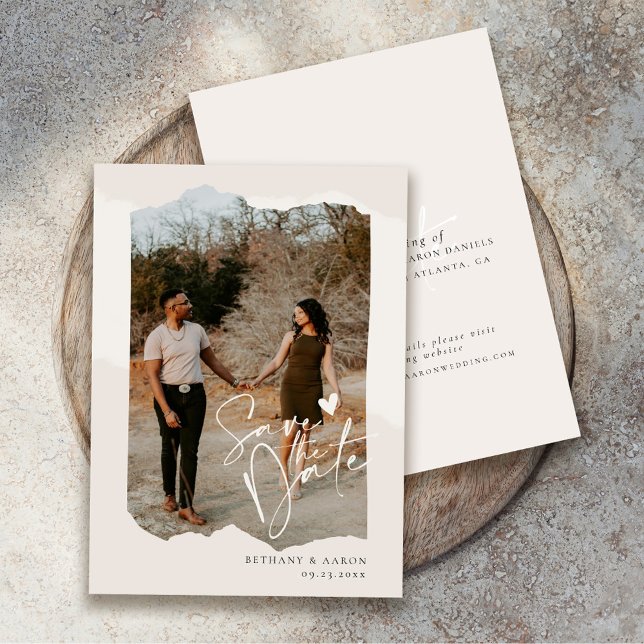Minimalistisch Save the Date, Boho Foto Wedding Save The Date (Von Creator hochgeladen)