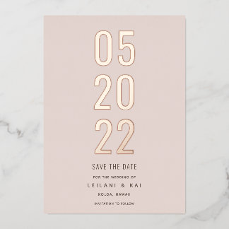Minimalistisch Save the Date Dusty Pink Folieneinladung